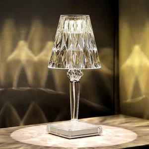 Portable Crystal Diamond Table Lamp,3 Color Touch Control Rechargeable Lamp,A... - Picture 1 of 8