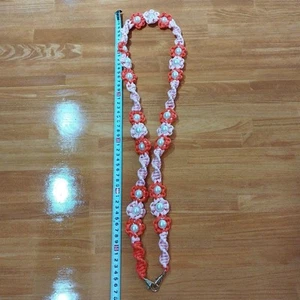 Floral Motif Smartphone Shoulder Strap Orange Pink Pearl Nylon 57cm Length - Zdjęcie 1 z 2