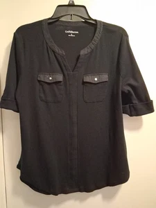 Croft & Barrow Black Tee Shirt 3/4 Sleeve Sz L - Picture 1 of 7