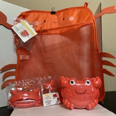Juego de baño de cangrejo rojo de 4 piezas jabonera, carrito de baño, exprimidor y tapador de pasta de dientes Foto 1 de 4