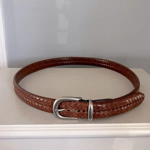 Cinturón Coach Trenzado Cuero Marrón Talla 36 Hebilla Plateada - Imagen 1 de 9