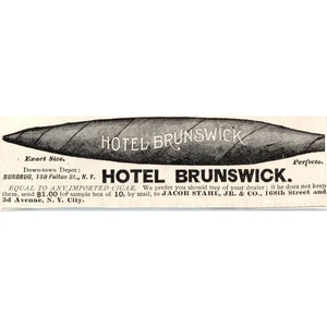 Hotel Brunswick Perfecto Jacob Stahl Jr NY 1893 Judge Magazine Ad AB9-J - Picture 1 of 2