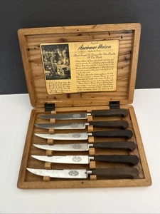 VTG. Ekco Ancienne Maison stainless 6 piece knife set wood France NICE 👀 - Picture 1 of 13