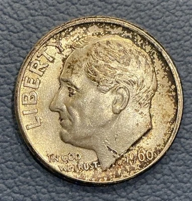 1960-D Roosevelt Dime 90% Silver - Nice End Of Roll Toned - Image 1 of 4
