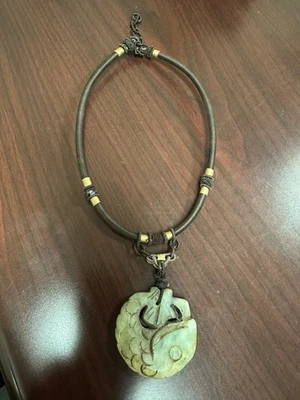 Único Collar Hecho a Mano 16 con Colgante de Peces de Jade Ajustable Foto 1 de 4