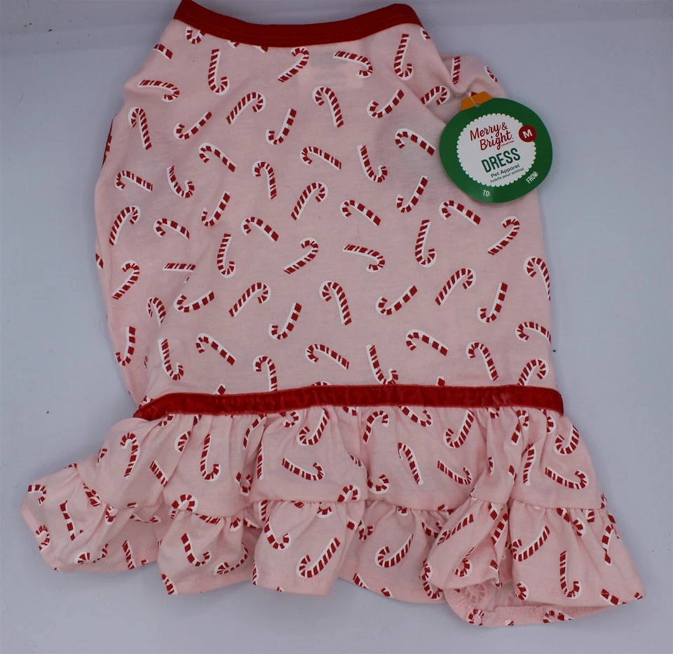 Merry & Bright Dog Dress Medium MD Christmas Candy Canes - Image 1 of 1