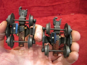 2 Lionel Original 1946 Electromagnetic Flying Shoe Brown Fiber Board Trucks. - Picture 1 of 8