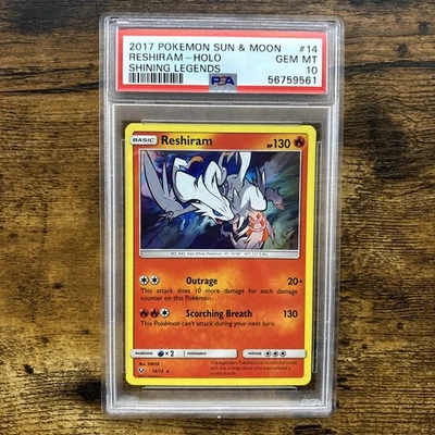 2017 Pokemon Sun & Moon Shining Legends Reshiram Holo 14/73 PSA 10 Gem Mint - Image 1 of 2