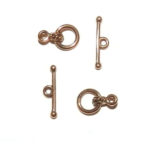 M358 Antiqued Copper 8mm Round with Rope Toggle Clasps Pewter Component 2pc - Picture 1 of 1