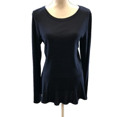 Theory Malyde K Wool Ribbed Top Womens Large Blue Minimalist Classic Normcore  - Image 1 of 4