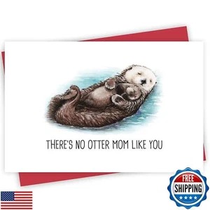 Alzombi Cute Otter Mother and Child Card, Warm Mother's Day Card for Mommy, T - Picture 1 of 4