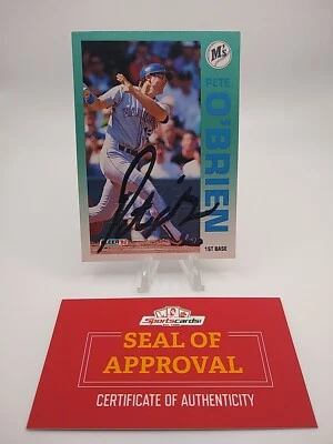 1992 Fleer Pete O'Brien #289 Auto Baseball Card COA - Image 1 of 2