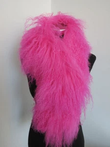 100% Echt Mongolischer Lammfell Schal / Pelzkragen / Fellhalstuch / Rose Damen Cape - Bild 1 von 4