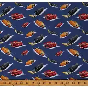 Edredón de tela de algodón de 3 yardas - resortes creativos Disney Cars Racers azul - Imagen 1 de 1