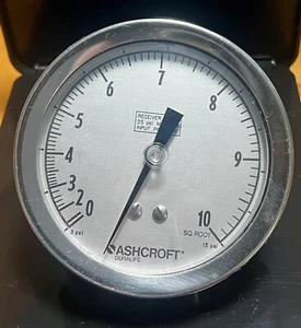 ASHCROFT Duralife 3-15 PSI 4" Pneumatic Pressure Gauge 250-2362-B Made in USA - Picture 1 of 8