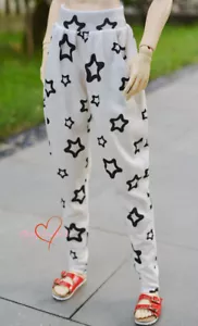1/4 1/3 Tío BJD Muñeca Ropa Pantalones Harén Blancos Pantalones 2 Bolsillos Estrellas Negras - Imagen 1 de 2