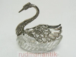 große ZIERSCHALE SCHWAN SILBER 800 mit SCHLIFFGLAS - ALBERT BODEMER signiert AB - Bild 1 von 1