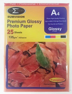 25 Sheets A4 135gsm Self Adhesive Premium Gloss Glossy Photo Paper Sticky Back - Picture 1 of 1