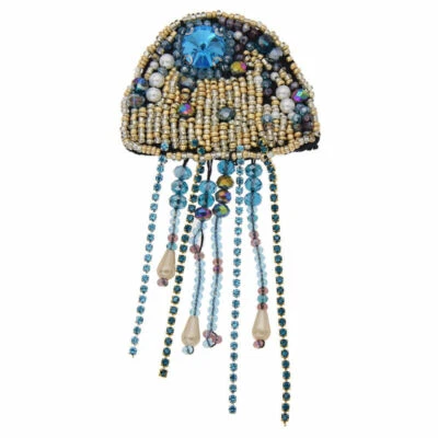 Rinestone Beaded Patches Jellyfish Applique Badge Clothing Bag Decor Hand Sewing - Image 1 of 4