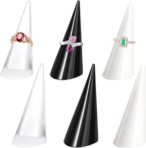 6 Pieces Acrylic Ring Holder Cone Shape Ring Display Stand Solid Ring Storage De - Picture 1 of 12