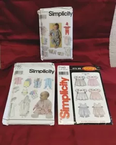 Lot Of Three Simplicity Sewing Patterns NB, S,M,L - Picture 1 of 7