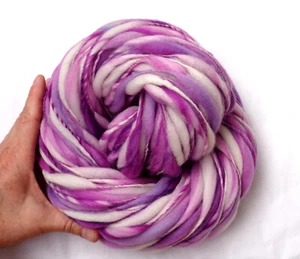 Handspun hand dyed super bulky chunky yarn thick thin pink purple white 72m/80yd - Picture 1 of 6