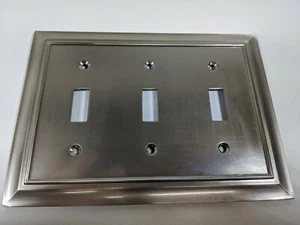 -LIBERTY Brainerd 3 Toggle Brushed Satin Pewter Wall SWITCH PLATE COVER Triple - Picture 1 of 3