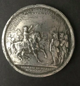 Repousse Bonaparte Aux Pyramides 25 July 1798 Antoine Bovy (1795-1877). Tin - Picture 1 of 4