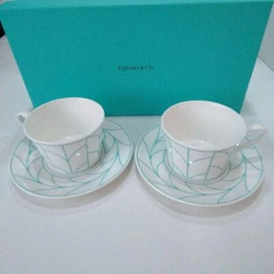 Tiffany & Co. Wheat Leaf Cup & Saucer Bone China Coffee Tea Set White - Picture 1 of 6