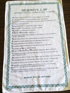 Vintage Murphy’s Law Kitchen/Tea Towel 18x28 - Picture 1 of 5