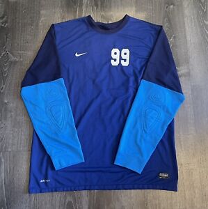 Nike Dri Fit Stay Cool Club Purple Blue Goalkeeper Long Sleeve Shirt Soccer #99