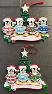 Pinguin hässlicher Pullover Familie von 3 oder 4 personalisierbar Ornament - Bild 1 von 3