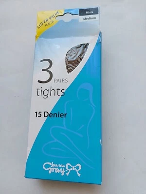 3 pares de medias de nailon transparentes de visón Joanna Gray 15 denier. Tamaño mediano  Foto 1 de 2