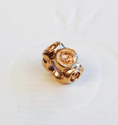 Genuine Pandora 14ct. Gold "Big Roses" Spacer - 750120 - retired - image 1 of 3