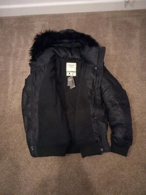 Women's Abercrombie & Fitch Fleece Quilted Water Resistant Hoodie Jacket Size L - Image 1 of 4