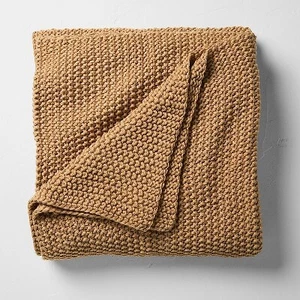 King Chunky Knit Bed Blanket Warm Brown - Casaluna - Picture 1 of 3
