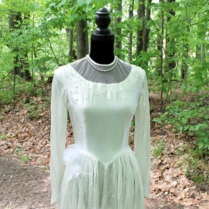 Real Vintage 1940s Satin Wedding Dress, 50s Liquid Satin Wedding Gown size Small - Picture 1 of 11