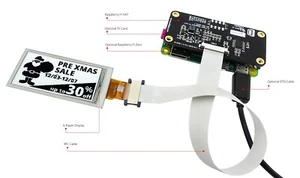 Black 2.13 inch e-Ink Display w/Raspberry Pi HAT,e-Paper 122x250 IoT - Picture 1 of 3