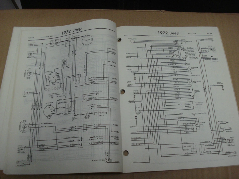 Diagramas/esquemas de fiação 1972 Jeep CJ-5, CJ-6 - Imagem 1 de 1