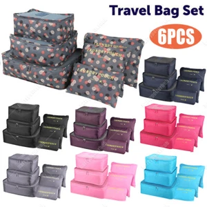 UK 6PCS Packing Cubes Luggage Organiser Travel Compression Suitcase Storage Bags - Picture 1 of 80