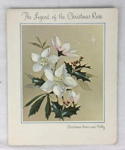 Vtg 60s LEGEND OF CHRISTMAS ROSE Card w Extra Page Glitter Deckle Edge Norcross - Picture 1 of 4