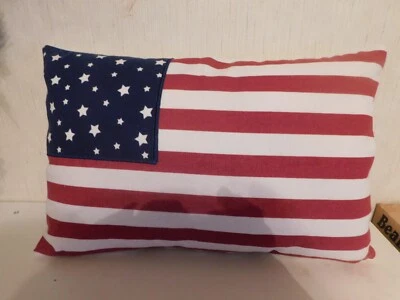 Handmade Red White & Blue Americana Throw Pillow - Image 1 of 3
