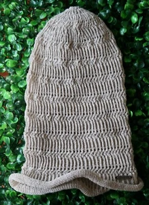 CHARM Slouchy Crochet Sweater Knit Beanie Hat Unisex OS Slouch Skull Cap Beige - Picture 1 of 7