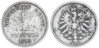 Kaiserreich 1 Pfennig Probe 1915 A offiziell nicht geprägtes Jahr   95853