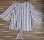 Late August Womens Medium Pullover Top Multi Color Vertical Stripes 3/4 Sleeves