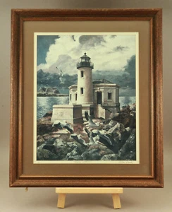 BANDON Large Framed Lighthouse Print by Dan Clark Artist Proof Signed 27" X 23" - Picture 1 of 10