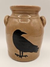Primitive Crow Stoneware Crock Vase Jar Country Rustic Decor 6.25"