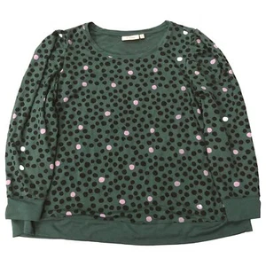 Plus Size Womens Green Polka Dot Long Sleeve Blouse Top Sweatshirt 2X - Picture 1 of 2