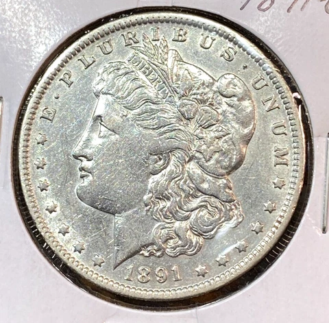 1891-O Morgan Dollar Nice White AU Details CHRC Cover