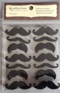 Recollections Signature GLITTER MUSTACHE Dimensional Stickers, 14 pcs - Picture 1 of 2